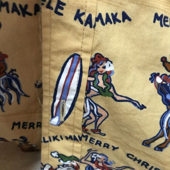 Kahala Hawaiian Men's Christmas Santa Short Sleeve Shirt Hula Girls Reindeer Med - Picture 8 of 12